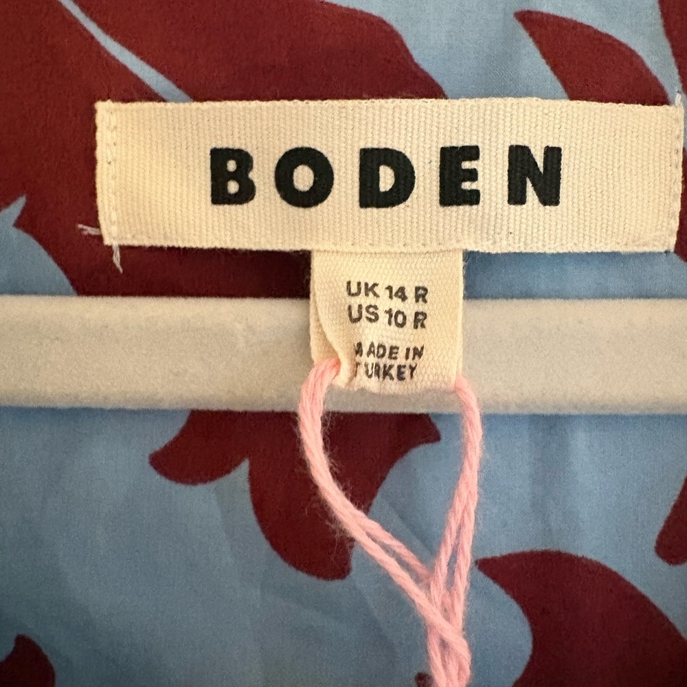 Boden dress NWT 10 Christabel cotton Dress Light Blue and Burgundy Midi Dress - Picture 10 of 13